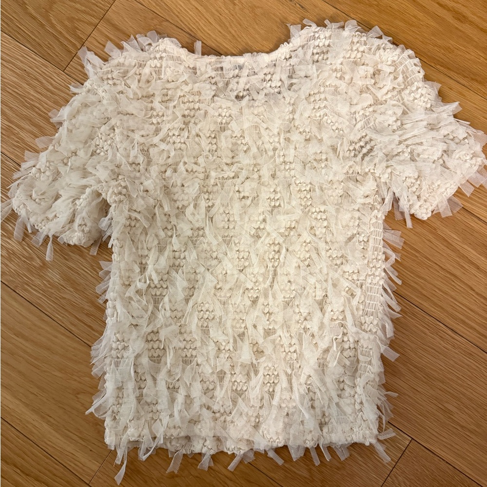 Zara Cream Textured Top